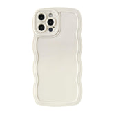 Caseative Solid Color Curly Wave Frame Soft Compatible with iPhone Case (White,iPhone 12 Pro Max)